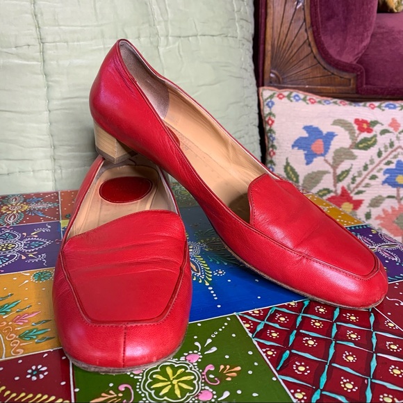 Red Leather Loafers - Picture 1 of 9